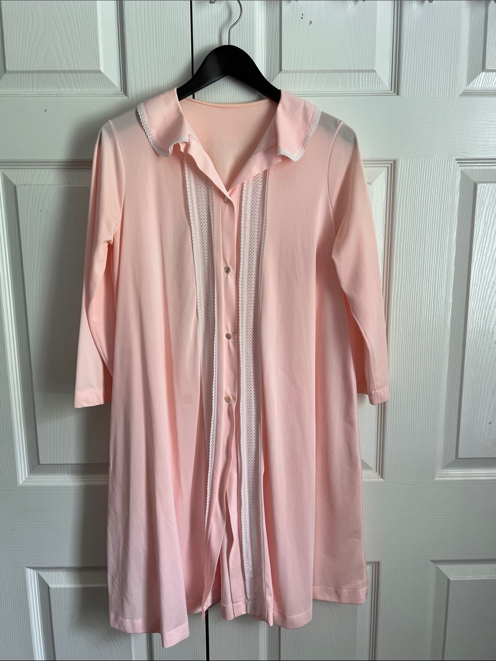 Vintage Pink Long Button-Front Housecoat